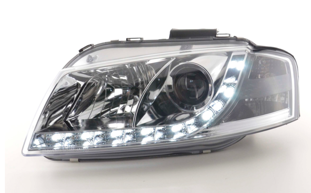 FK Pair LED DRL Headlights Halo Lightbar Audi A3 8P 8PA 03-08 chrome S3 LHD