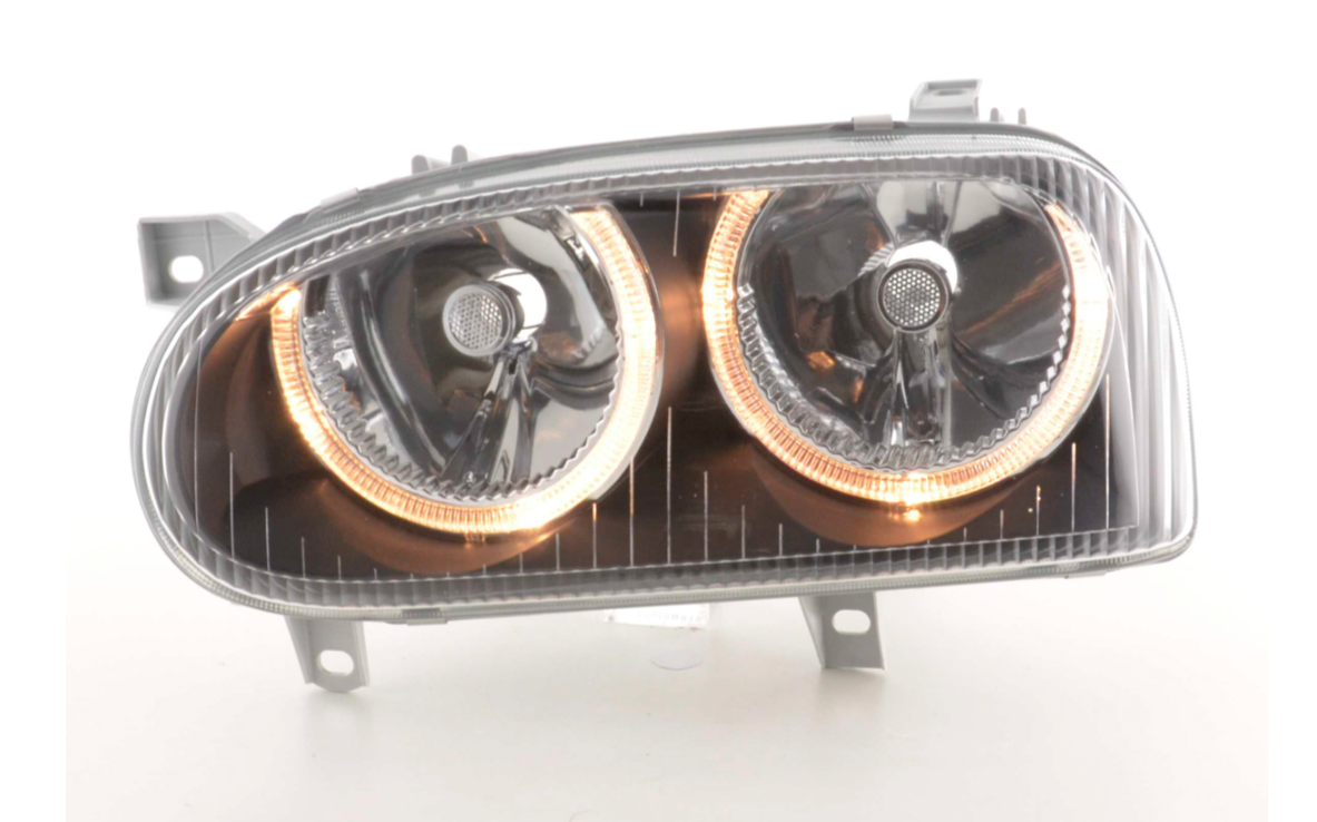 FK LED DRL Angel Eye Faros Proyectores VW Golf 3 MK3 1HXO Exo 91-97 Negro LHD