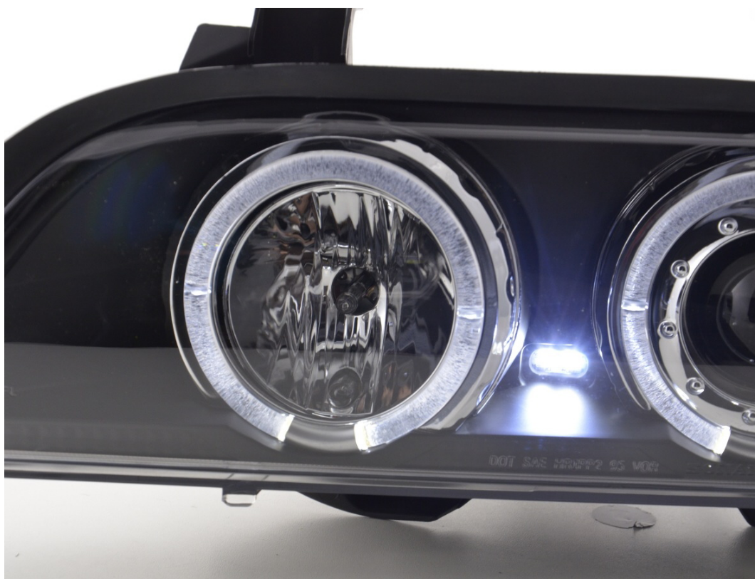 FK LED DRL Angel Eye Projektor Halo Ring BMW 5er E39 95-00 schwarz M5 LHD