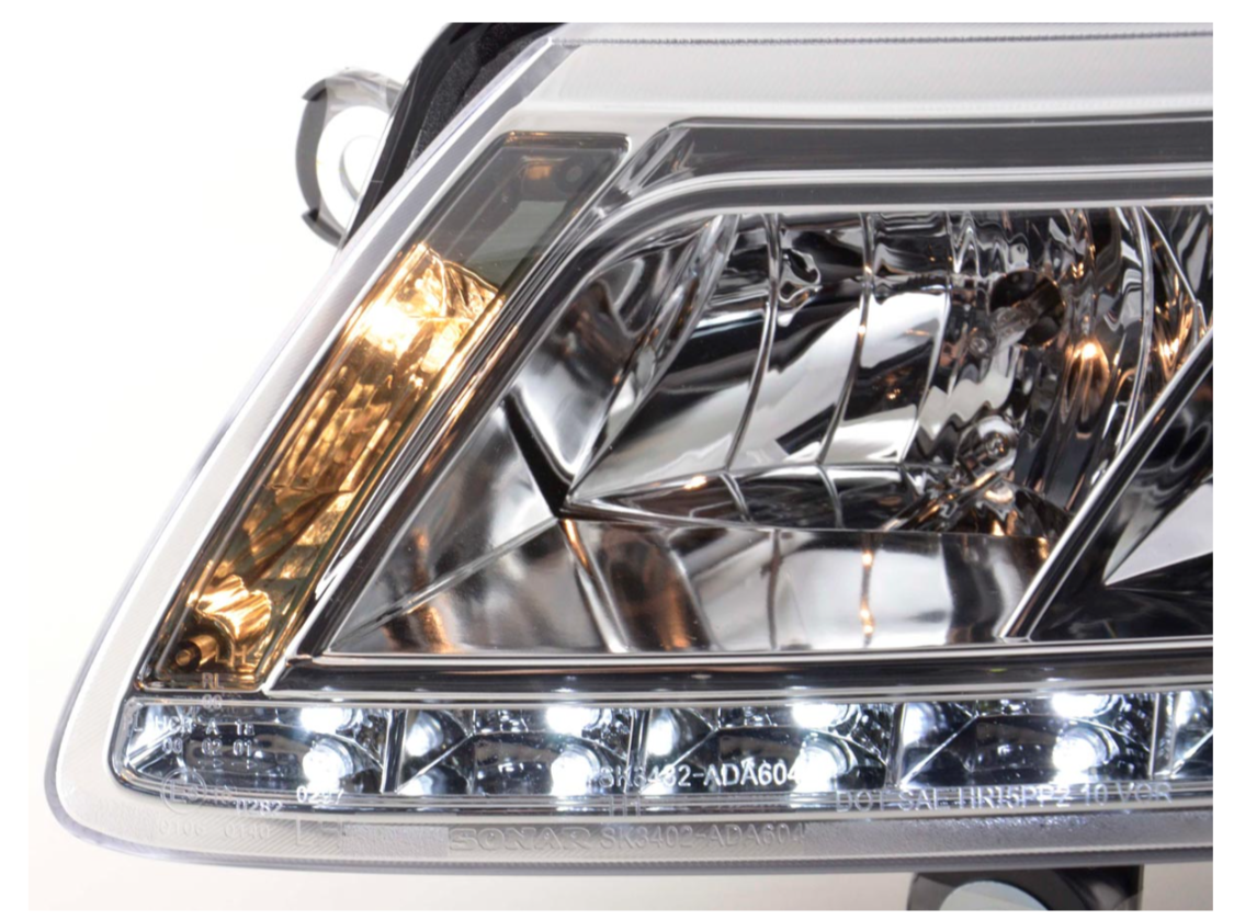 FK LED-Scheinwerfer LED DRL Lightbar Audi A6 C6 4F 04-08 Chrom S6 S-Line LHD