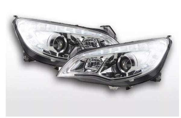 FK LED DRL Halo Lightbar Headlights Opel Vauxhall Astra J 5-dr 09-12 chrome LHD