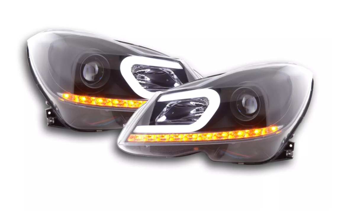 FK Set Mercedes C-Klasse W204 11-14 schwarze LED-Tagfahrlichter, AMG LHD C63