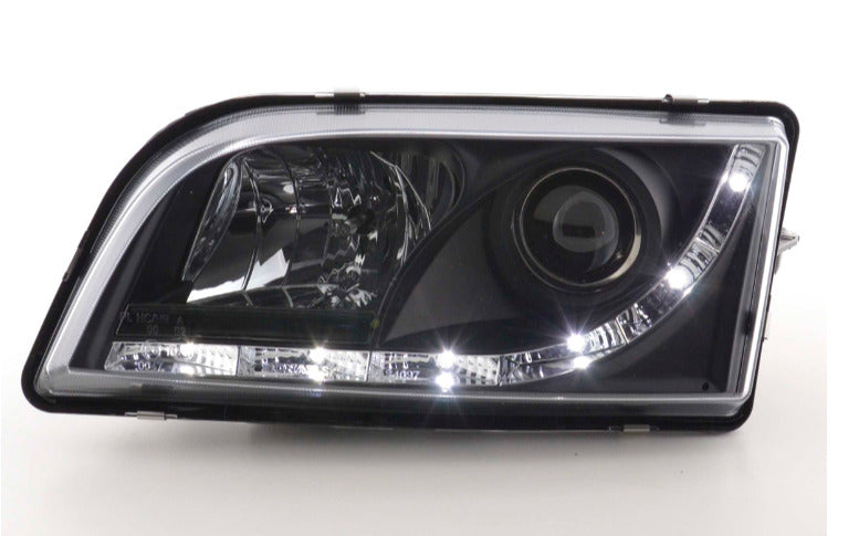 FK LED DRL Lightbar Deluxe Headlights Volvo S40 V40 V50 M V 96-04 Black LHD