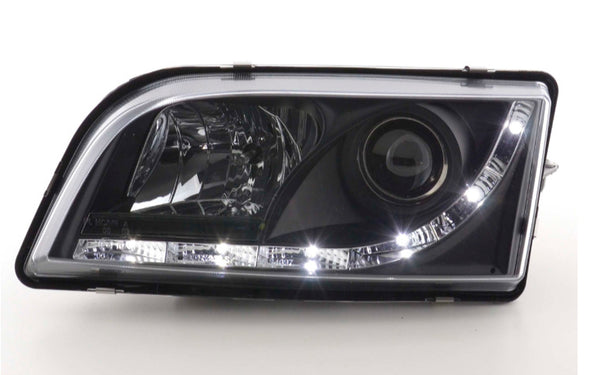 FK LED DRL Lightbar Deluxe Headlights Volvo S40 V40 V50 M V 96-04 Black LHD