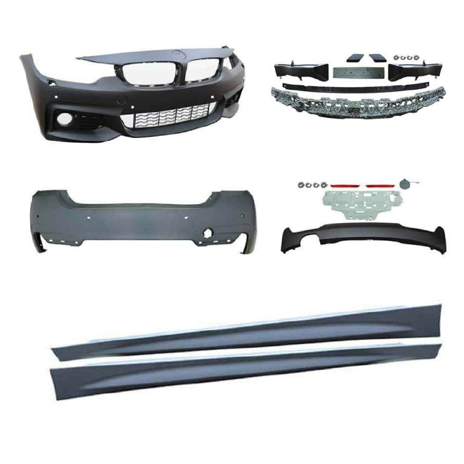 JOM BMW  4er 4-Series F36 Grand Coupe x2 Front & Rear Bumper Polyp Unpainted Body Kit + Side Skirts