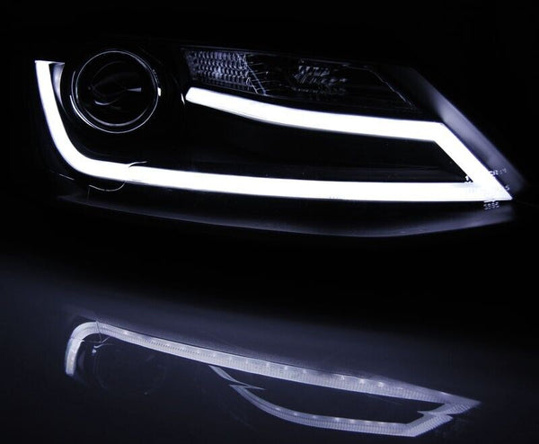 Tuning-Tec LED DRL Halo Ring 3D Headlights VW JETTA 6 MK6 11-18 Black LHD