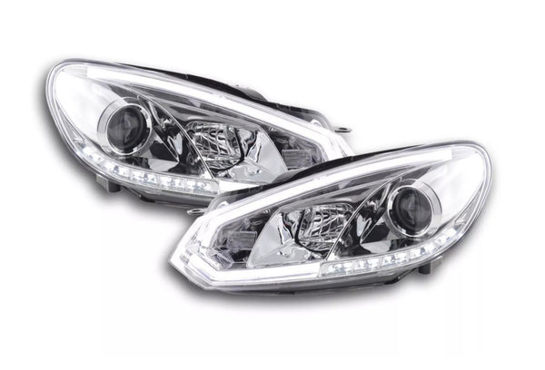 FK Set VW Golf 6 MK6 LED Devil Eye Lightbar Headlights DRL GTI 08-12 chrome LHD