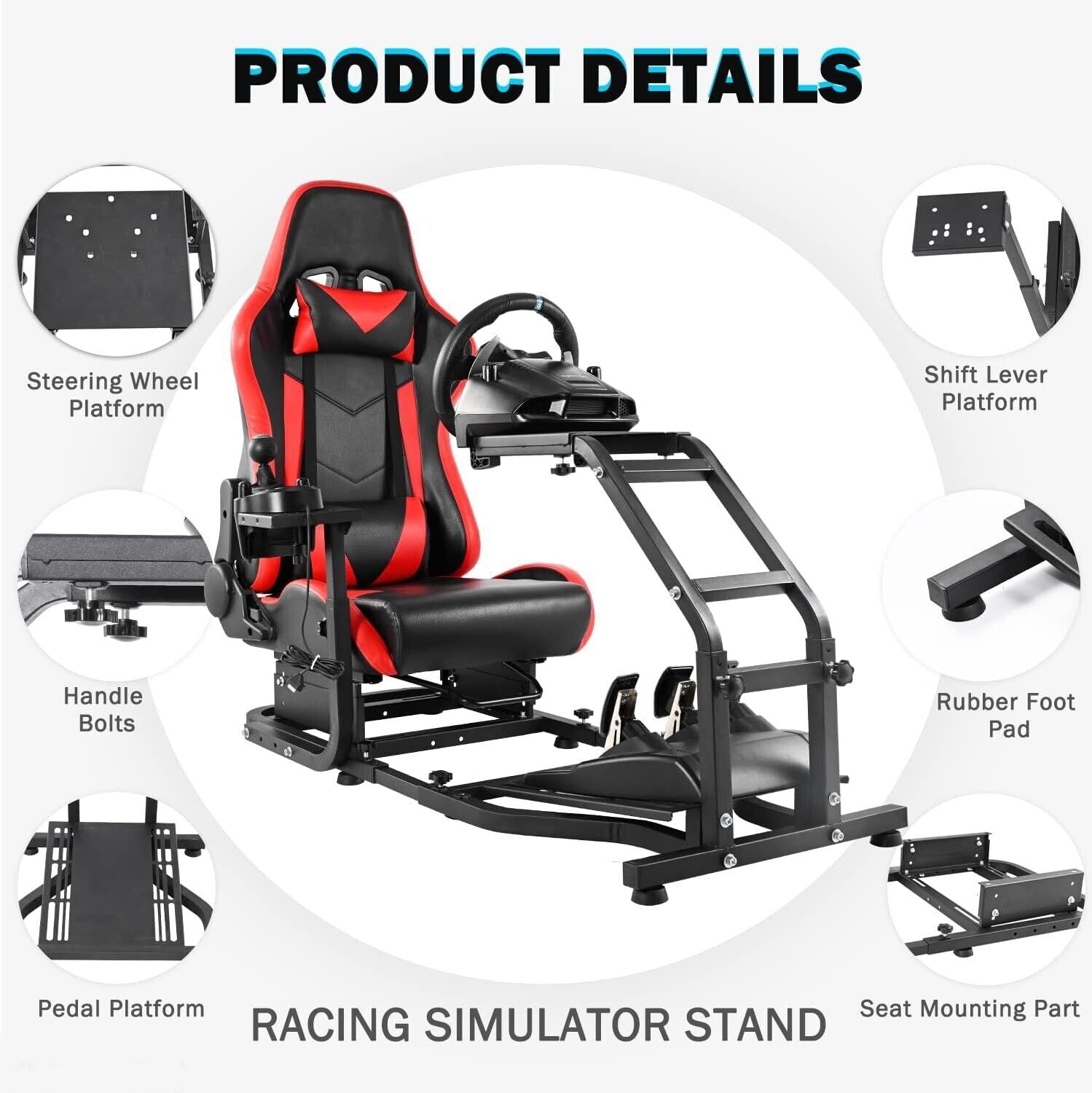 Driving Game Sim Racing Frame & Seat Rig Add Wheel Pedals Xbox PS PC C ...