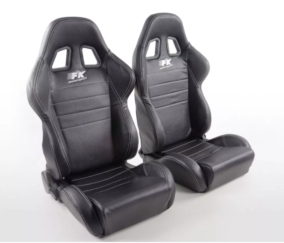 FK Universal Reclining Bucket Motorsports Seats – Deluxe Stitch Black Edition