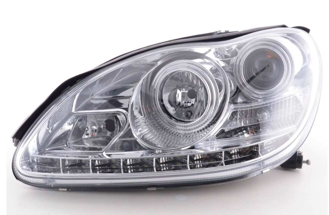 FK LED DRL Projector Halo Headlights Mercedes S-Class W220 220 02-05 Chrom Xenon