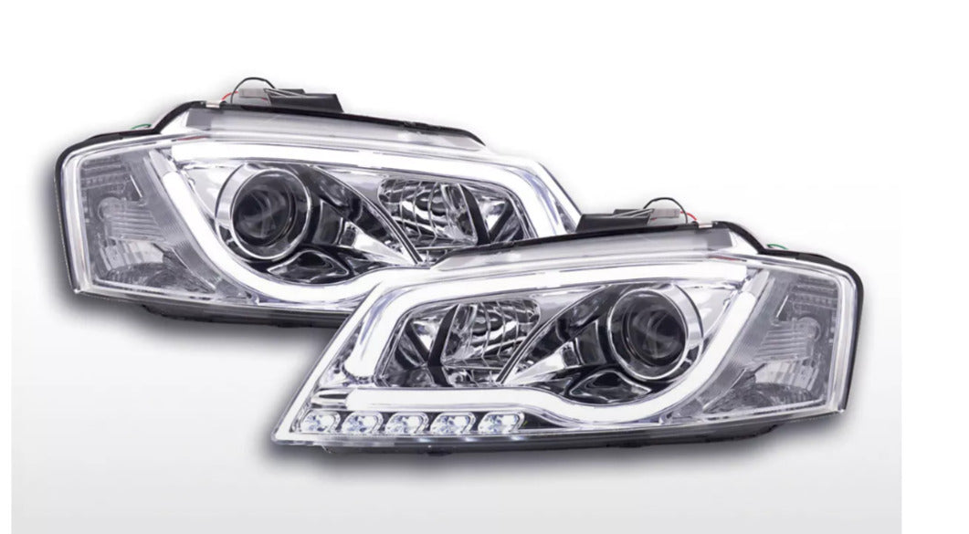 FK Pair LED DRL Headlights Halo Lightbar Audi A3 8P 8PA 08-12 Chrome S3 LHD