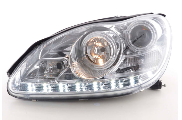 FK LED DRL Projector Halo Headlights Mercedes S-Class W220 220 02-05 Chrom Xenon