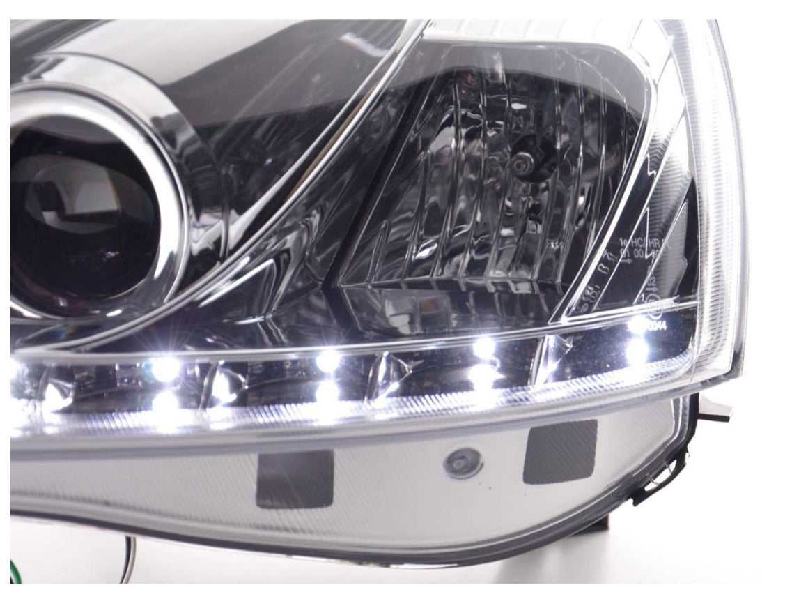 FK Opel Vauxhall Corsa C 01-06 LED DRL Halo Lightbar Projector Headlights LHD