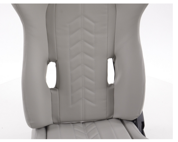 FK Universal Reclining Bucket Sports Seats - Syn Leather Grey Harness Holes