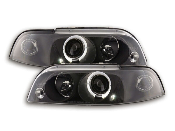 FK Pair LED DRL HALO Ring Headlights Fiat Punto 176 1 MK1 188 93-98 black LHD