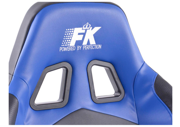 FK Pair Universal Reclining Bucket Sports Seats - Black & Blue Synth Leather