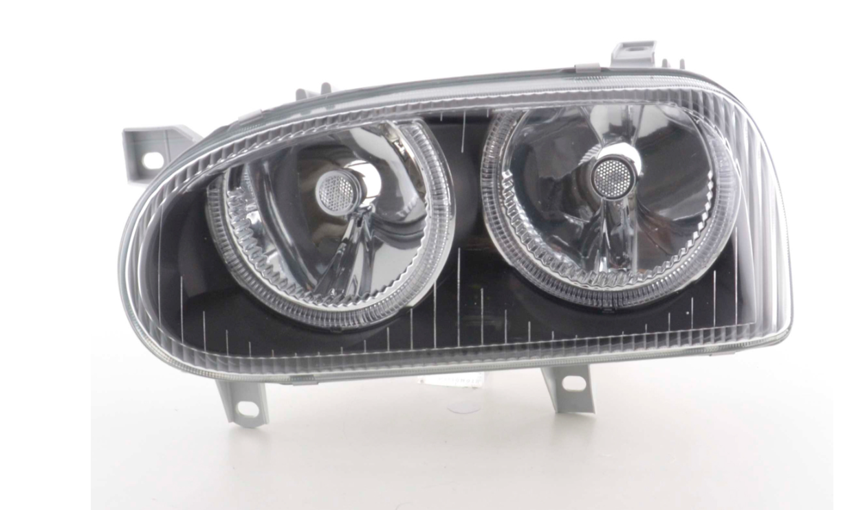 FK LED DRL Angel Eye Projektorscheinwerfer VW Golf 3 MK3 1HXO EXO 91-97 schwarz LHD
