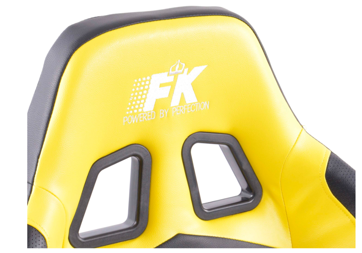 FK Pair Universal Reclining Bucket Sports Seats - Black & Yellow Synth Leather