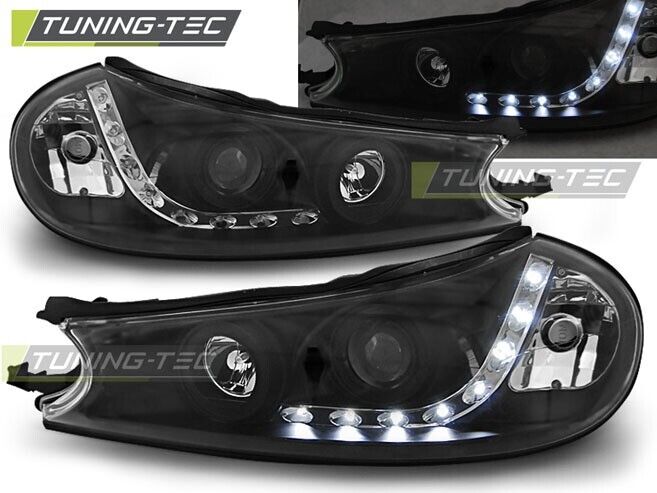 Tuning-Tec Pair LED DRL Halo Ring Headlights Ford Mondeo 2 MK2 96-00 Black LHD