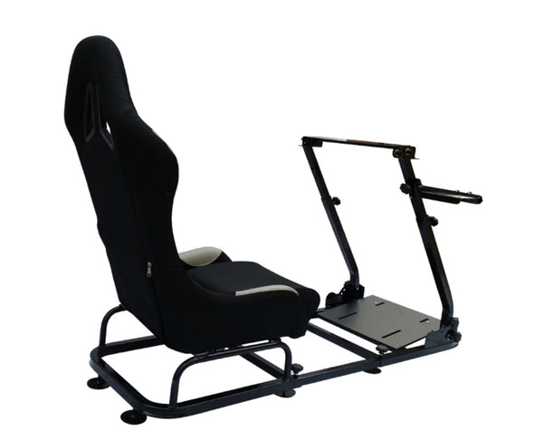 Driving Game Chair Sim Racing Seat & Frame Xbox PS PC Gaming Black Grey Textile