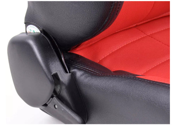 FK Universal Reclining Bucket Motorsports Seats - Red Comfort Heated & Massage