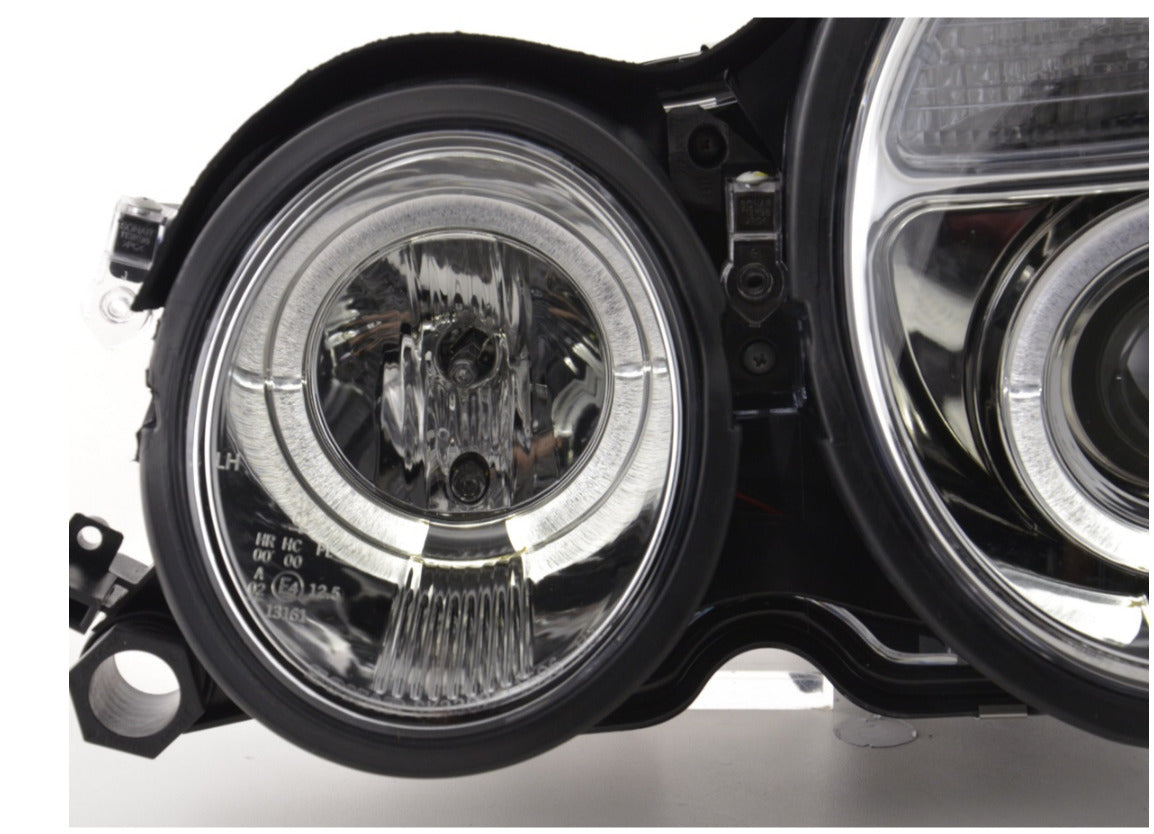 FK LED DRL Halo Ring Headlights Mercedes E-Class W210 210 99-01 chrome LHD