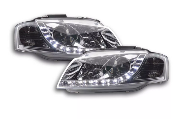 FK LED DRL Headlights Lightbar Halo Lightbar Audi A3 8P 8PA 03-07 Chrome LHD