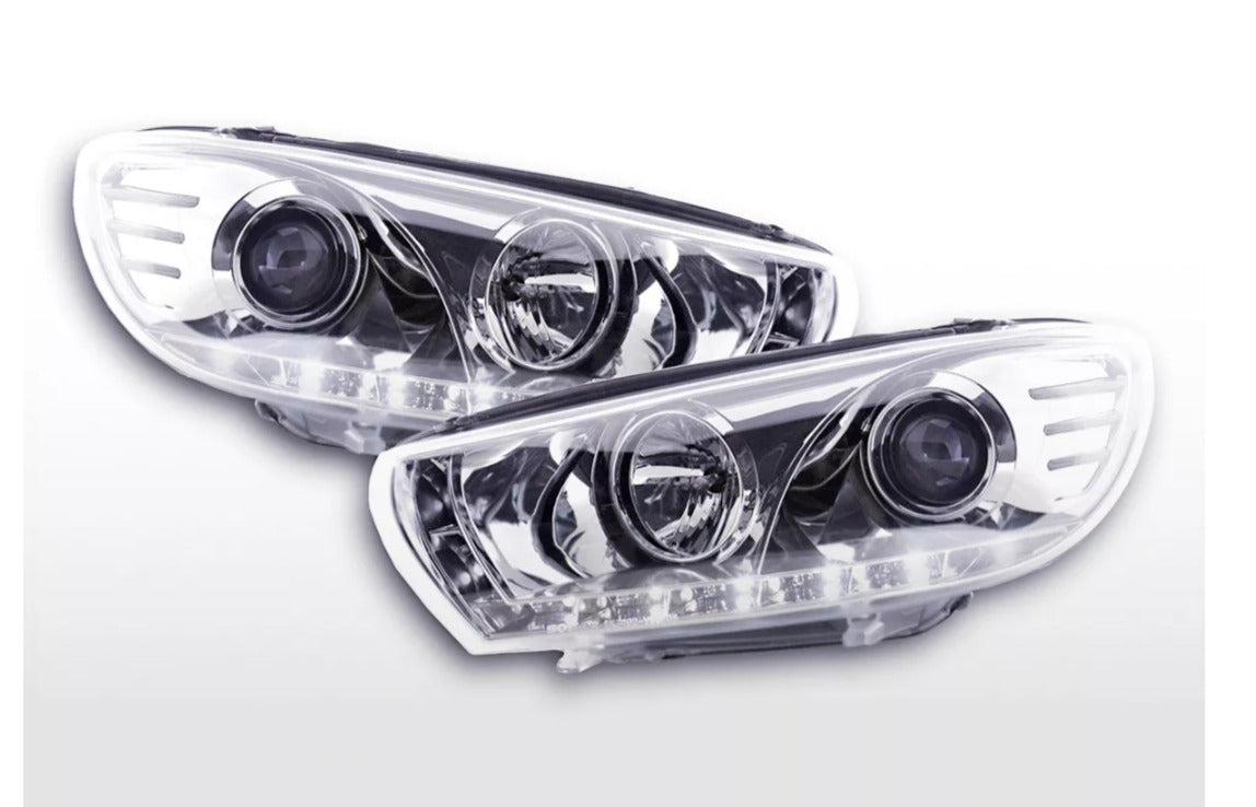 FK LED DRL Lightbar Headlights Halo VW Scirocco 3 MK3 13 08+ Chrome LHD