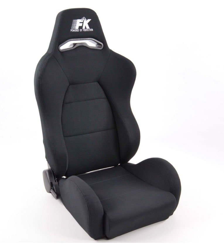 FK Pair Universal Reclining Bucket Sports Seats Black Motorsport Textile Fabric