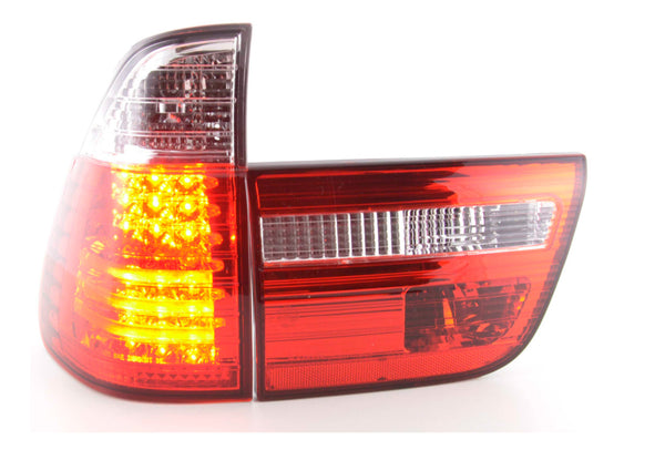 FK Pair LED Lightbar REAR LIGHTS Tail Lamps BMW X5 E53 98-02 Red Clear Tail LHD