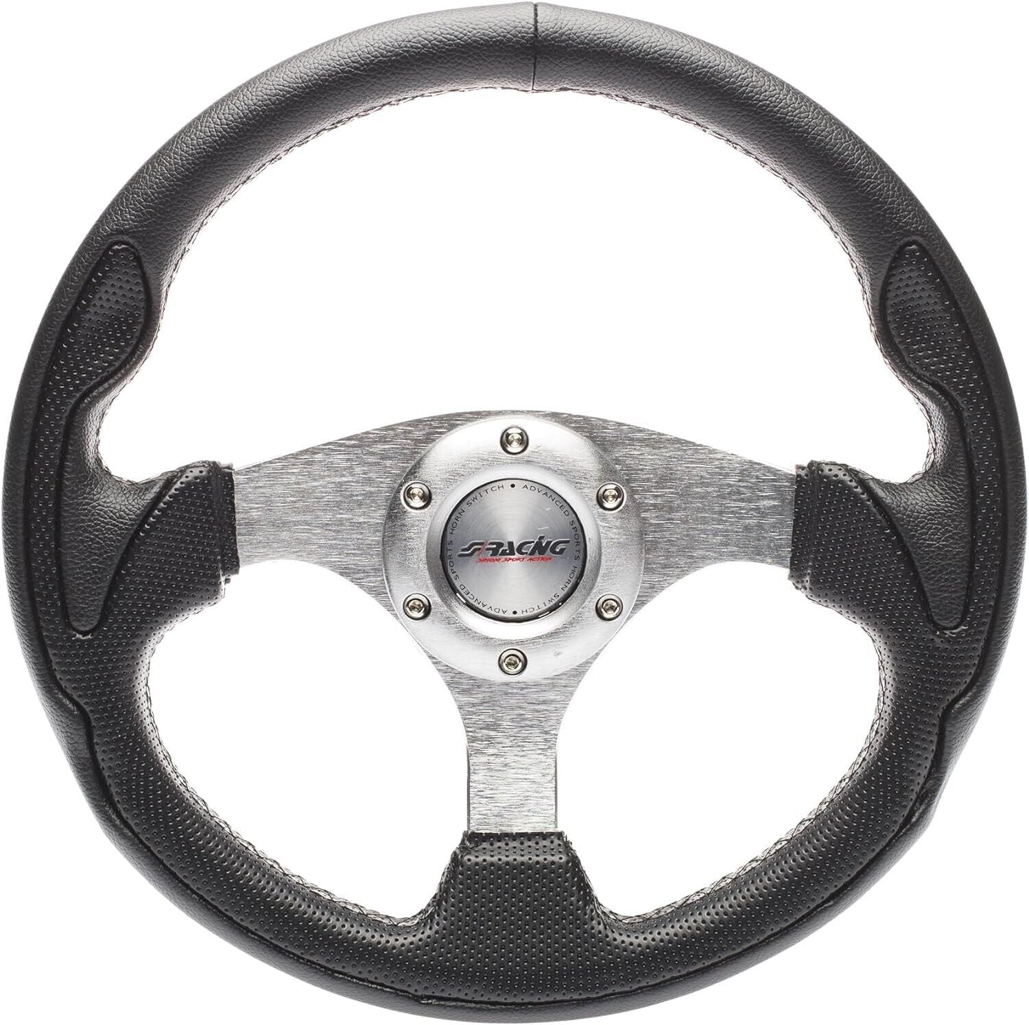 Simoni Racing Universal 320mm Leather Steering WHEEL 3 Spoke Black Car Sim