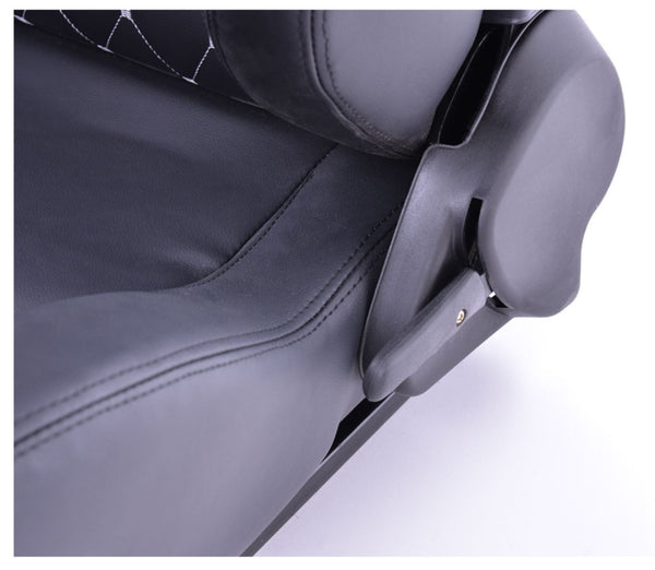 FK Universal Reclining Bucket Sports Seats - RS Carbon Matte Black Silver Stitch