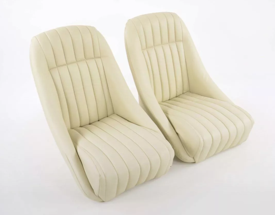 FK Pair Cream Ivory Piping Classic Car Retro Speedster car Bucket Seats NO Rails