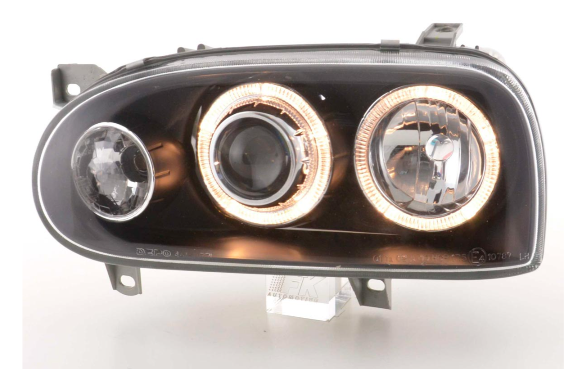 FK LED DRL Angel Eye Projektorscheinwerfer VW Golf 3 MK3 1HXO EXO 91-97 LHD + RHD