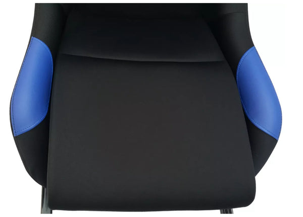 Driving Game Chair Sim Racing Seat & Frame Xbox PS PC Gaming Black Blue Textile