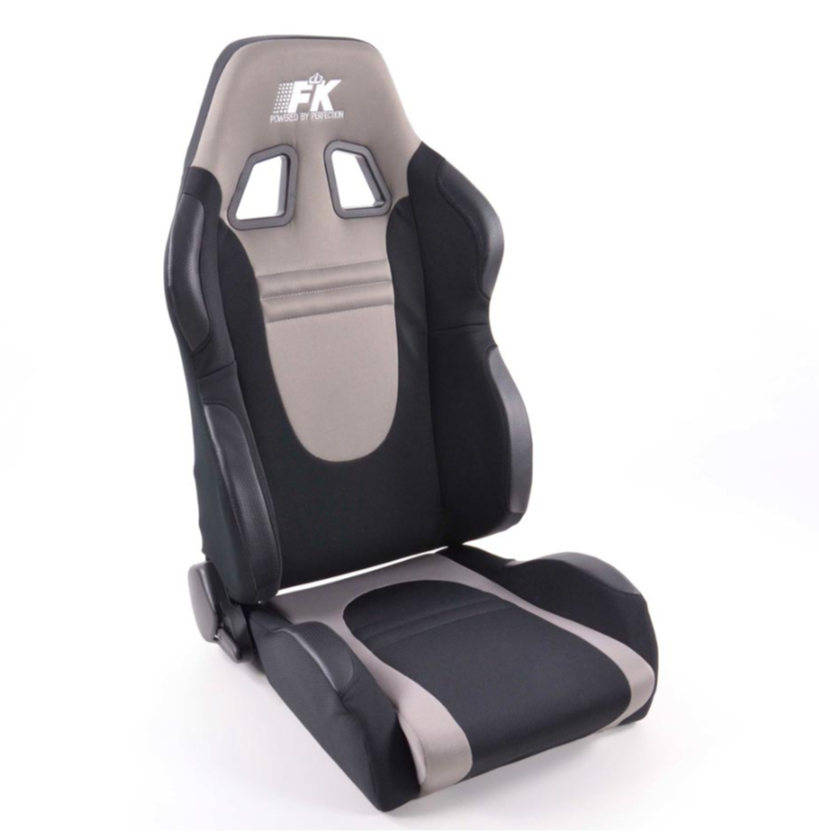 FK Pair Universal Reclining Bucket Sports Seats Black & Grey Motorsports Ed