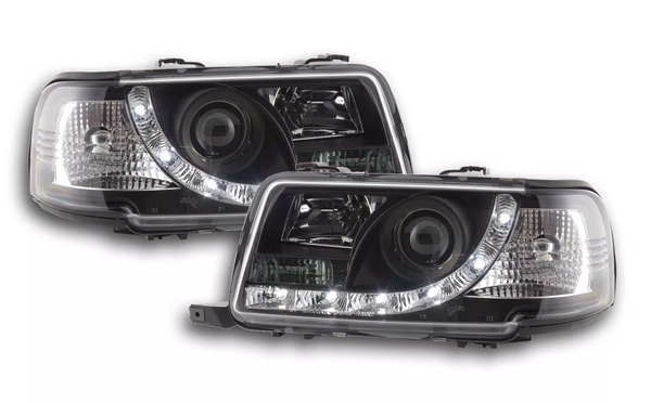 FK Pair LED DRL Lightbar Headlights Audi 80 B4 8C 91-94 black LHD