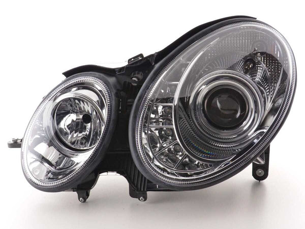 FK Set LED DRL Halo HEADLIGHTS Mercedes E-Class 211 W211 02-06 chrome AMG LHD