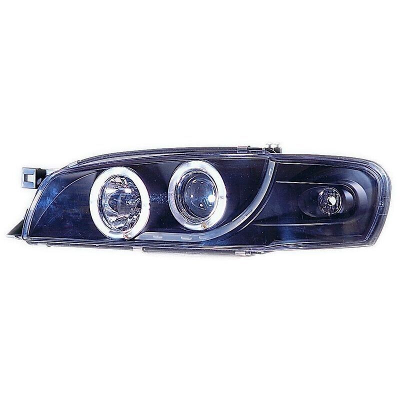 AS Pair LED DRL Halo Ring Lightbar Headlights Subaru Impreza 97-00 Black LHD