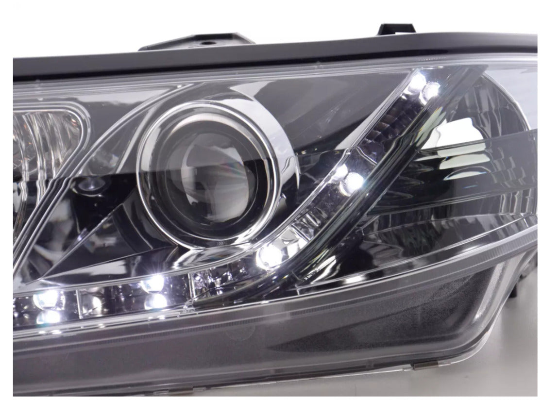 FK Set LED DRL Halo Ring Headlights Renault Laguna G 01-05 chrome LHD