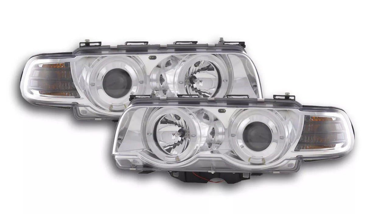 FK Pair LED DRL Xenon Projector headlights BMW 7-series E38 99-02 chrome LHD