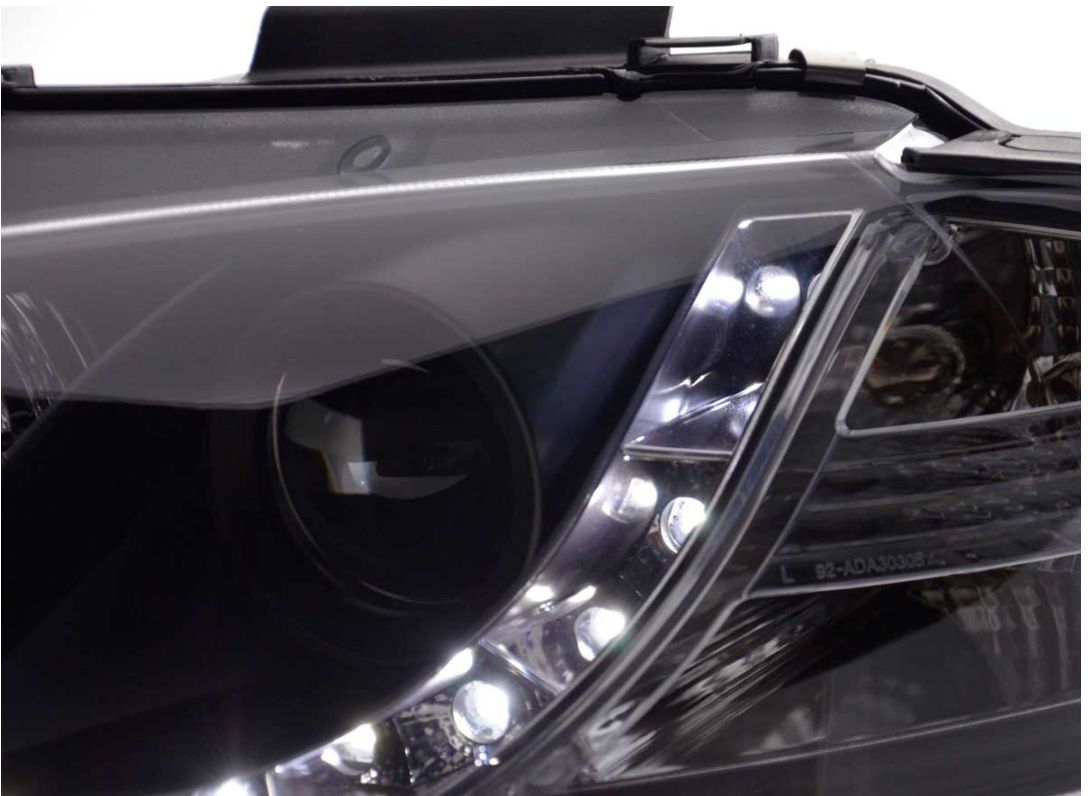 FK Set LED DRL Headlights Halo Projector Audi A3 type 8P 8PA 03-07 black S3 - LJ Automotive