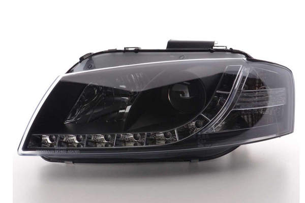 FK Set LED DRL Headlights Halo Projector Audi A3 type 8P 8PA 03-07 black S3 - LJ Automotive
