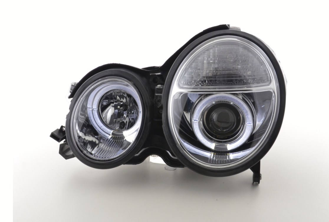 FK LED DRL Angel Eye Projector Headlight set Mercedes E-Class W210 99-01 RHD - LJ Automotive