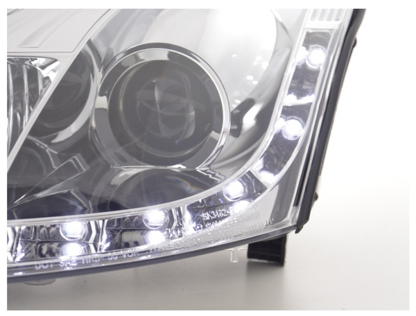 FK LED DRL Angel Eye Projector Headlights Ford Focus C170 1 MK1 3/4/5d 01-04 RHD - LJ Automotive