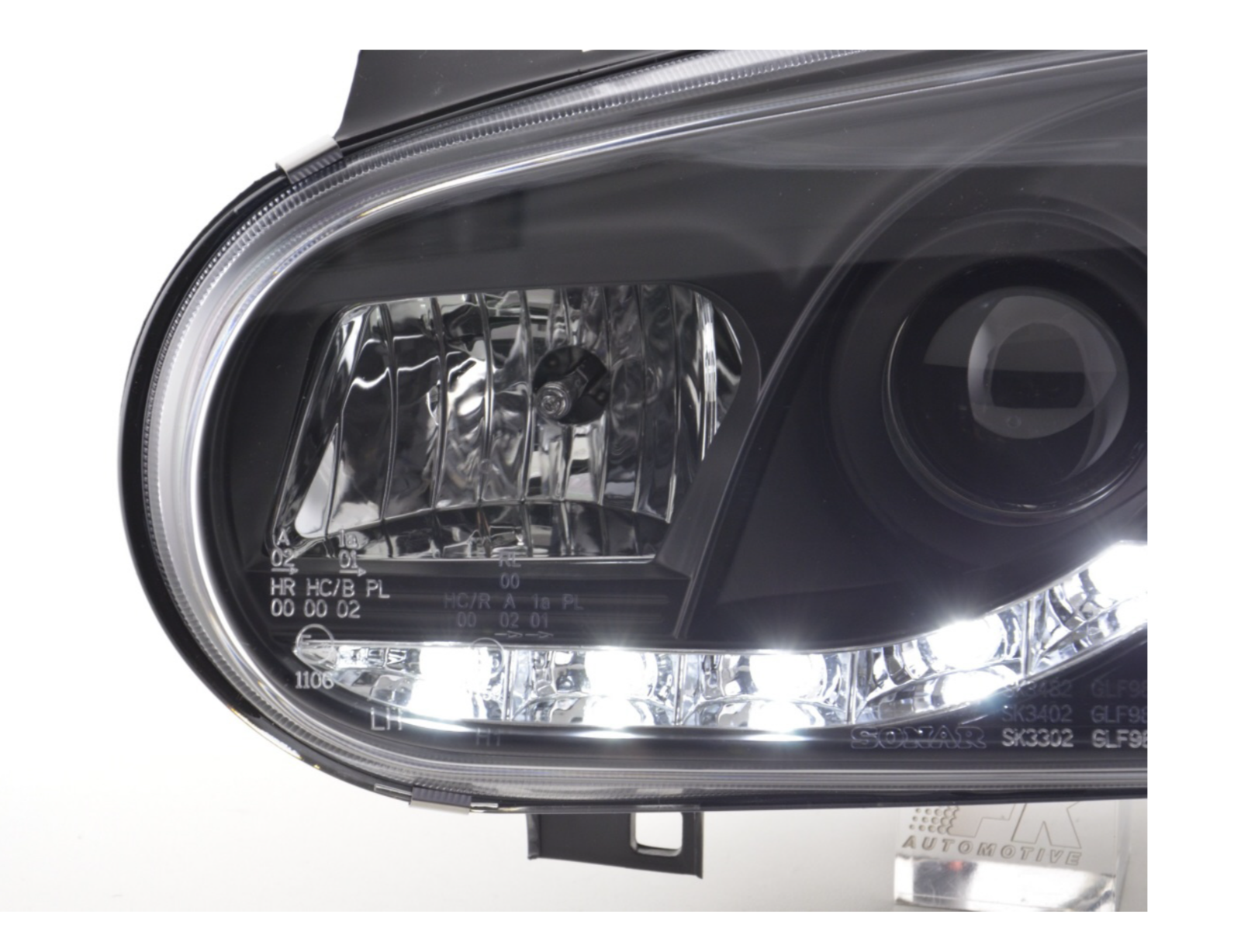 FK LED DRL Angel Eye Projector Headlight set VW Golf 4 MK4 1J 97-03 black RHD - LJ Automotive