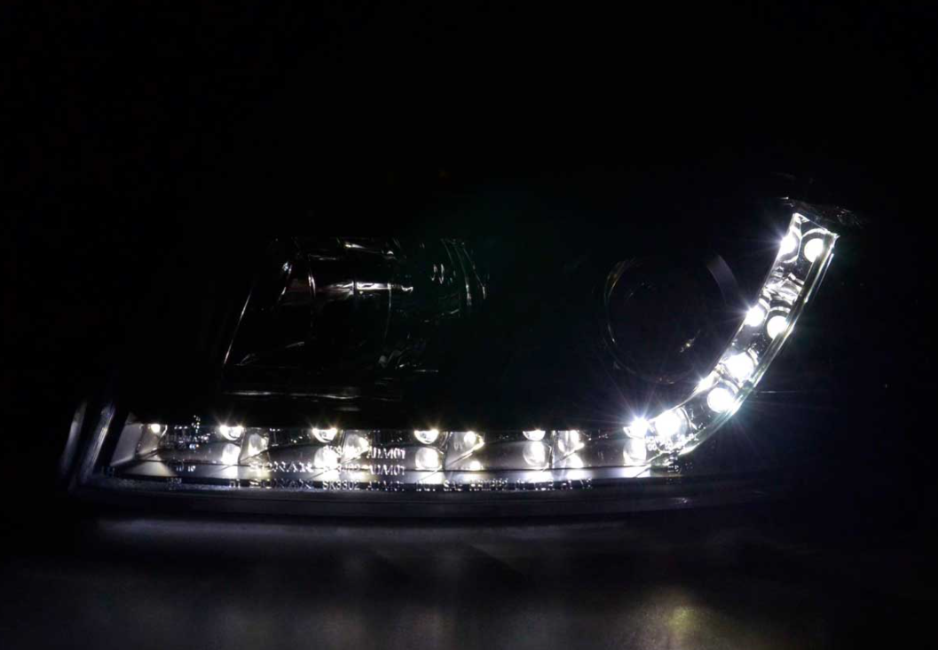 FK Set LED DRL Headlights Halo Projector Audi A4 B6 8E 01-04 black LHD S4 - LJ Automotive