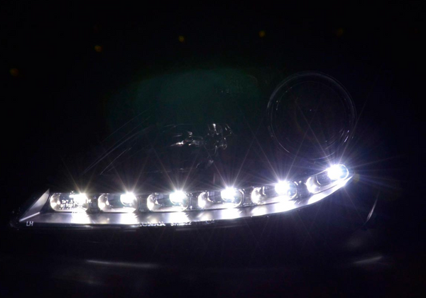 FK Pair LED DRL Projector Headlights Mercedes SLK 171 04-11 black - LJ Automotive