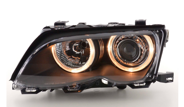 FK Set LED DRL Devil Halo Eye Headlights BMW E46 Saloon 01-03 black LHD RHD M3 - LJ Automotive