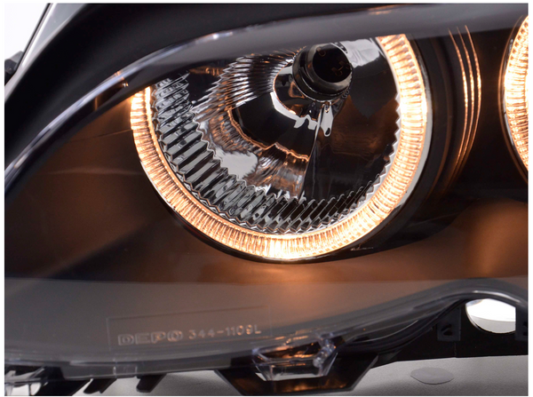 FK Set LED DRL Devil Halo Eye Headlights BMW E46 Saloon 01-03 black LHD RHD M3 - LJ Automotive